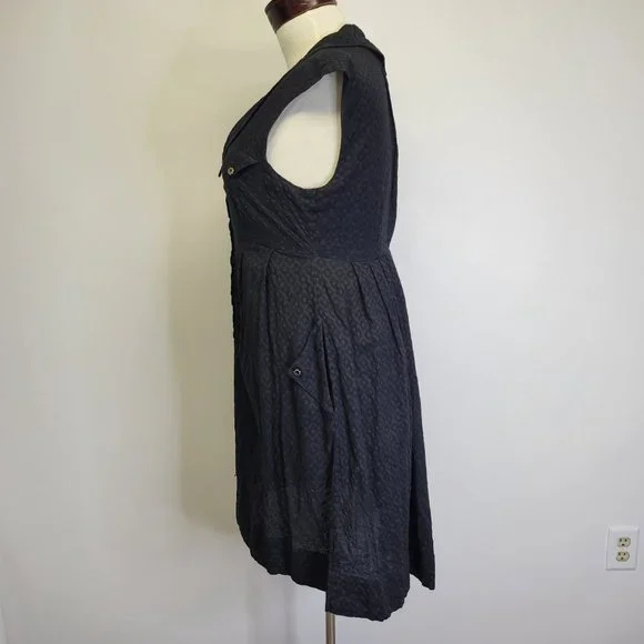 Anthropologie Postmark Womens US 10 Four Corners Shirt Dress Black Cotton Hi-Lo - Picture 6 of 12